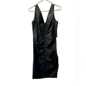 Venus ruched vegan leather dress